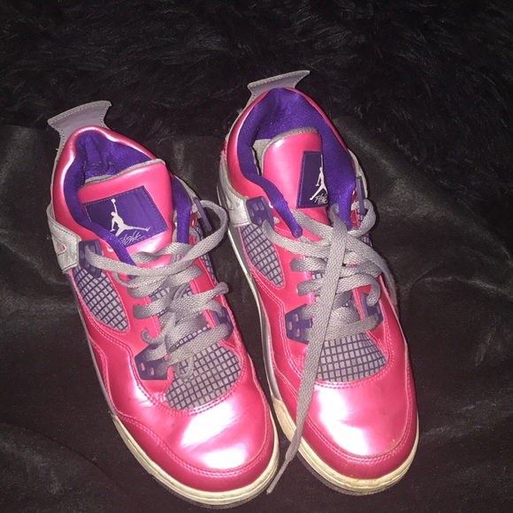 Girls Air Jordan 4 Retro GS Pink Foil - Picture 1 of 3